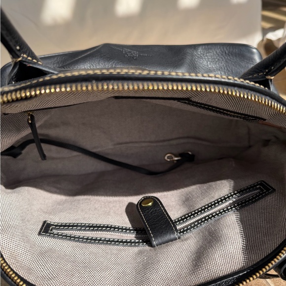 RARE Dooney & Bourke BLACK Florentine Vacchetta Leather Domed Satchel HANDBAG - Picture 10 of 11